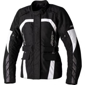 Chaqueta de Moto para Mujer RST Alpha 5 Negro-Blanco, textil, impermeable