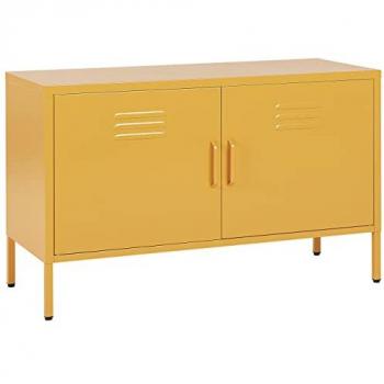 Aparador Industrial de Metal Amarillo 100 x 40 cm con 2 Puertas y Estantes Uria