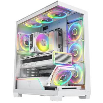 Carcasa para ordenador Modecom Volcano Stellar Plus ARGB Midi 8F Blanca con Vidrio Templado (ATX, mATX, Mini-ITX)