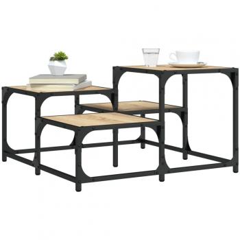 Mesa de centro de madera de ingeniería 68x68x40 cm en color Negro, Roble Sonoma y Roble ahumado - Mesita de Salón o Comedor o Auxiliar - Mesa de Café Meuble Salón
