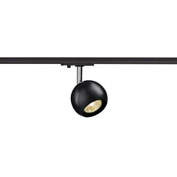 Foco Spot GU10 Light Eye negro/chrom para riel monofásico, max. 50W, incluye adaptador de 1 fase