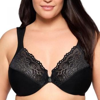 Glamorise Elegance Front-Close Wonderwire Plunge Bra Black 34B Female