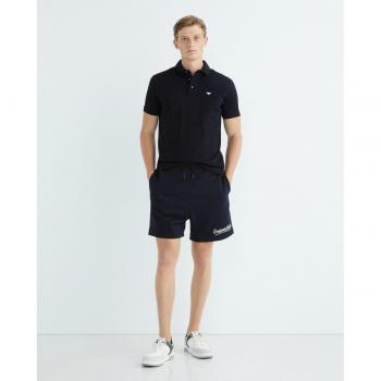 Emporio Armani Men's Casual Navy Blue Bermuda Shorts with Embroidered Logo