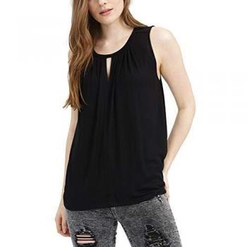 trueprodigy Casual Mujer Marca Camiseta de Tirantes Basico Ropa Retro Vintage Rock Vestir Moda Cuello Redondo Sin Manga Slim Fit Designer Fashion Top Blusa, Colores:Black, Tamaño:XS