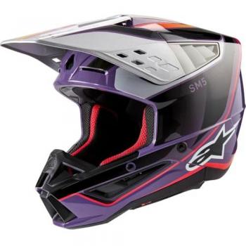 Casco Off-road Alpinestars S-M5 Sail 2024 Violeta-Negro-Plata ECE 22.06 Talla M