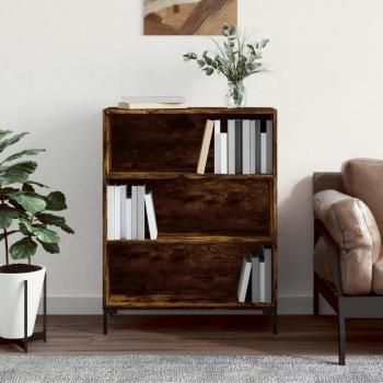 Estantería de madera de ingeniería 69,5x32,5x90 cm en color blanco y negro brillante, mueble de almacenaje ideal para oficina, estudio y dormitorio, también disponible en roble ahumado gris