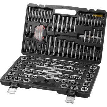 116-Piece Metric and SAE Tap and Die Set for Internal and External Thread Cutting