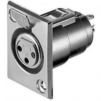 Conector Chasis Micrófono XLR 3-Pin Hembra Gris Acero Inoxidable