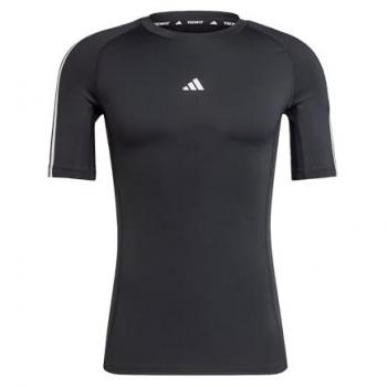 Adidas Techfit Compression Training 3 Stripes Short Sleeve T-Shirt Black XL Men's
