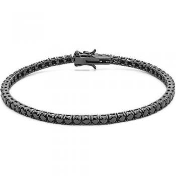 Comete bracciale tennis uomo 20cm argento brunito e zirconi neri UBR 992 M20 - Default Title