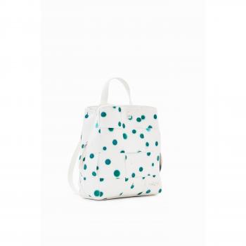 Desigual Polka Dot Backpack - White Polyethylene, Adjustable Straps, Multicolor Female, Size: ONE SIZE