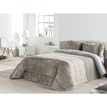 Textilhome - Colcha Comforter KENNET - Cama 150/160cm - Color Beige + 2 fundas de cojín de 60x40
