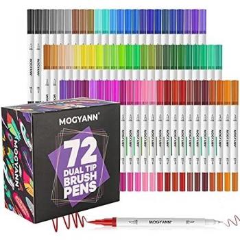 Mogyann 72 Bolígrafos para Colorear Bolígrafos de Doble Pincel Rotuladores de Punta de Fieltro Marcadores de Arte para Adultos y Niños Libros para Colorear Caligrafía Dibujo Tomar Notas