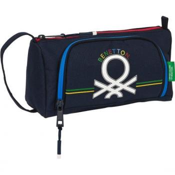 Estuche Escolar Benetton 'Sixties' con Bolsillo Desplegable y Contenido - Safta 20x11x8,5 cm