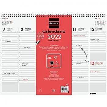 Finocam - Vade 2022 Semana Vista Vertical, de Enero 2022 a Diciembre 2022