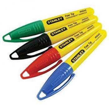 Stanley 2-47-329 Marcador mini punta multicolor blister, Set de 4 Piezas