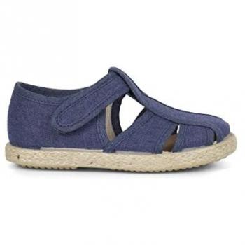 Sandalia Pepito de Lona y Yute con Aberturas en Color Azul Marino - Talla 23