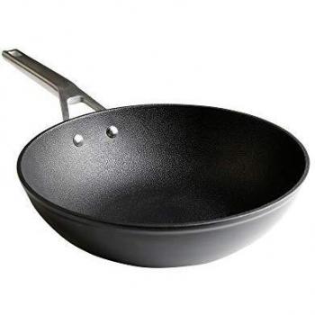 WECOOK Ecosteel Wok Alum. Forjado Eco Steel 28CM, Acero Inoxidable, Negro