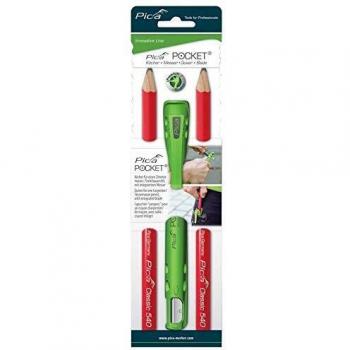 Set Esencial de Carpintería Pica - Incluye Funda, Sacapuntas y 2 Lápices Classic de 240 mm