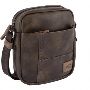 Bolso de hombro Camel Active Laos, funcional y práctico, en color marrón, tamaño 18 cm x 23 cm x 7 cm, con detalles deportivos y acabado en imitación cuero