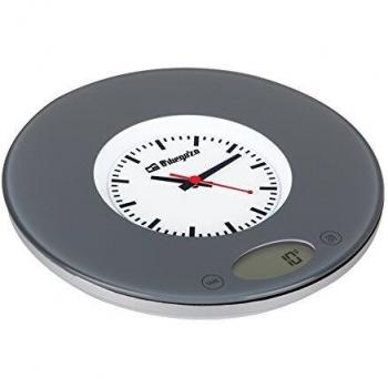 Orbegozo PC 1005 - Báscula de cocina, display digital, sensor táctil, capacidad máx. 3 kg, incorpora reloj, funciona a pilas