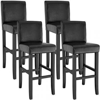 Taburete de bar Tectake - Taburete de poli piel ergonómico, calidad superior, excelente acabado, patas de madera maciza lacadas en brillo, ideal para espacios prolongados