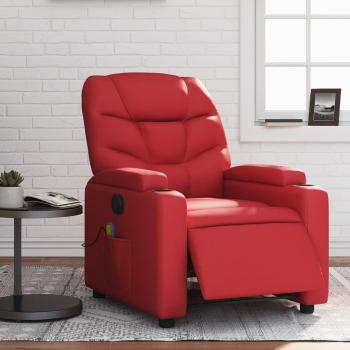 Sillón de masaje reclinable eléctrico de cuero sintético en colores Negro, Crema y Marrón, Sillón cómodo para dormitorio, Silla relax y sofá