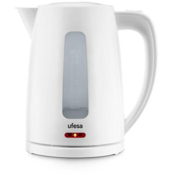Hervidor eléctrico Ufesa Eyre 1,7 L 2200 W Blanco sin cables con indicador de agua y filtro antical
