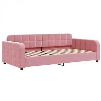 Sofá cama terciopelo rosa 90x200 cm