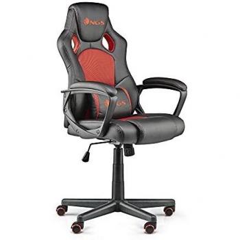 NGS Wasp Red - Silla de Gaming con Pistón de Gas Clase 3, Ruedas Anti Arañazos, Flujo de Aire, Diseño Ergonómico, Color Rojo