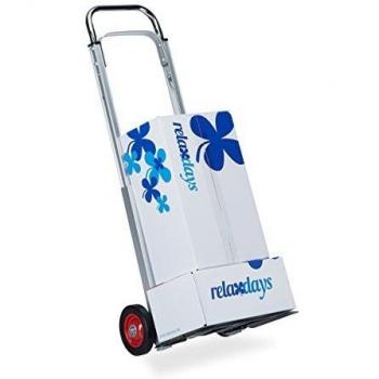 Carretilla de Mano Plegable Profesional hasta 200 kg, Metal Plateado, Dimensiones 107 x 40 x 40,5 cm