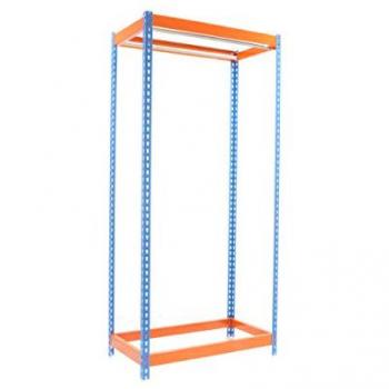 Estantería Simon Rack para prenda colgada, Azul/Naranja, dimensiones 2000x1500x600 mm (H x W x D), capacidad de carga 30 Kgs, sin tornillos