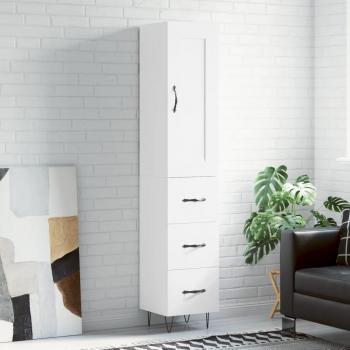 Aparador alto de madera contrachapada blanco 34,5x34x180 cm vidaXL