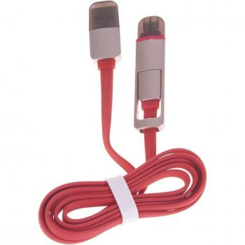 Cable Plano USB 2.0 2 en 1 con Cabeza Micro USB y Lightning Iphone 5/6/6P