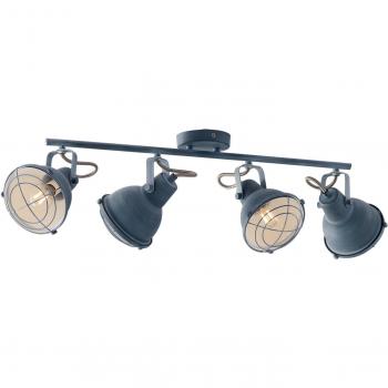 Foco Cuba barra 4 bombillas Metal Gris, dimensiones 77,5x17x13cm