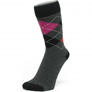 Argyle Negro y rosa calcetines del tobillo