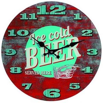 Planetareloj out of The Blue 79/3085 Glas-Wanduhr, Ice Cold Beer, Durchmesser 34 cm