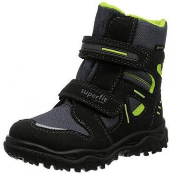 Superfit Boys' Husky Snow Boot, Schwarz Grün 03, 7.5 UK