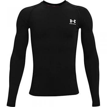 Under Armour Boys' HeatGear Armour Long Sleeve, Black, Medium 10 Years, Black / / White
