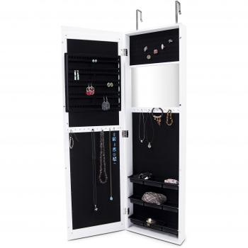 duehome - Espejo joyero, organizador de joyas, espejo colgado en la puerta acabado color Blanco, Lady