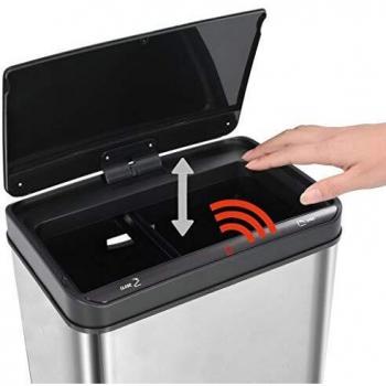 SengentoStyle Prullenbak met automatische sensor 80 L RVS zilver en zwart