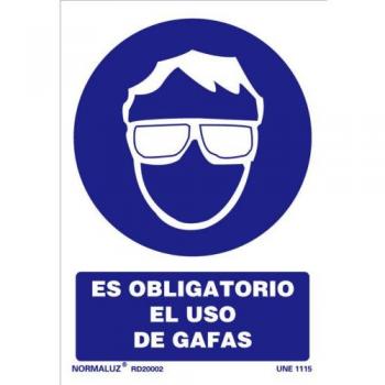 NormaLuz RD20002 - Señal HomologadaEs Obligatorio El Uso de Gafas PVC GLASSPACK 0,7 mm 21x30 cm