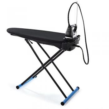 Tabla de Planchar Foxydry con Aspiración y Soplado, Plegable Negra con Ruedas, Soporte para Caldera y Plancha de Vapor Vivo Full Steam