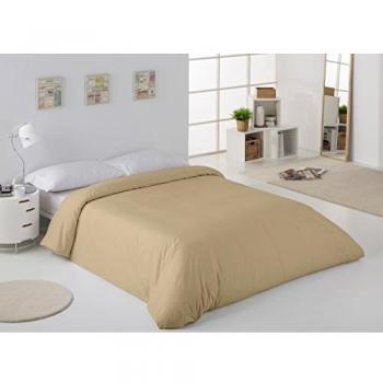 ESTELA - Funda nórdica Combi Liso Cala Color Camel - Cama de 90 cm. - 100% Algodón - 144 Hilos