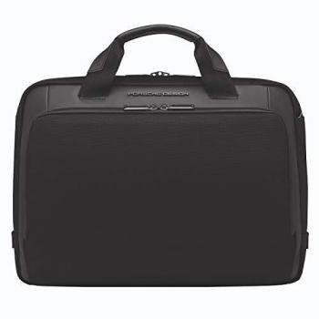 Bric's Porsche Design Roadster Briefcase S - 38 cm laptop compartment, black, made of durable nylon and leather accents, features multiple interior pockets for organization, padded shoulder strap for comfort, and a sleek modern design
