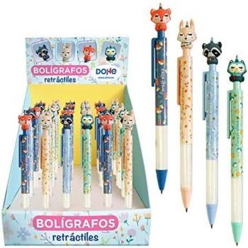 Set de 36 bolígrafos infantiles forest elves con cuerpo de plástico en colores vivos y motivos decorativos