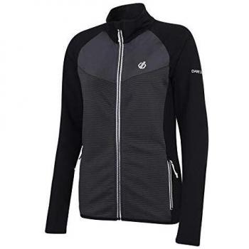 Dare 2b Allegiance Core Stretch Lightweight Warm Backed Quick Drying Full Zip Fleece Capa Intermedia elástica, Mujer, Black/Ebony Grey, 12