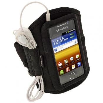 igadgitz Negro Brazalete Armband Sport Deporte Funda para Samsung Galaxy Y S5360 Android Smartphone
