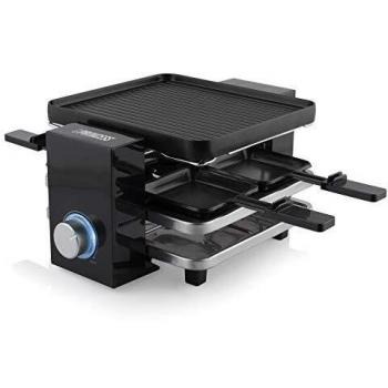 Princess Piano 4-Raclette, Grill y Plancha-Placa de cocción Reversible-4 personas-700 W, Plástico Aluminio, Negro