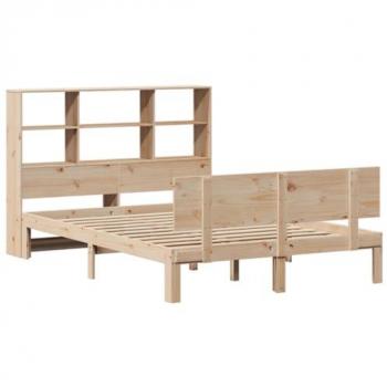 Cama con Estantería sin Colchón 120x200cm Madera Maciza de Pino
